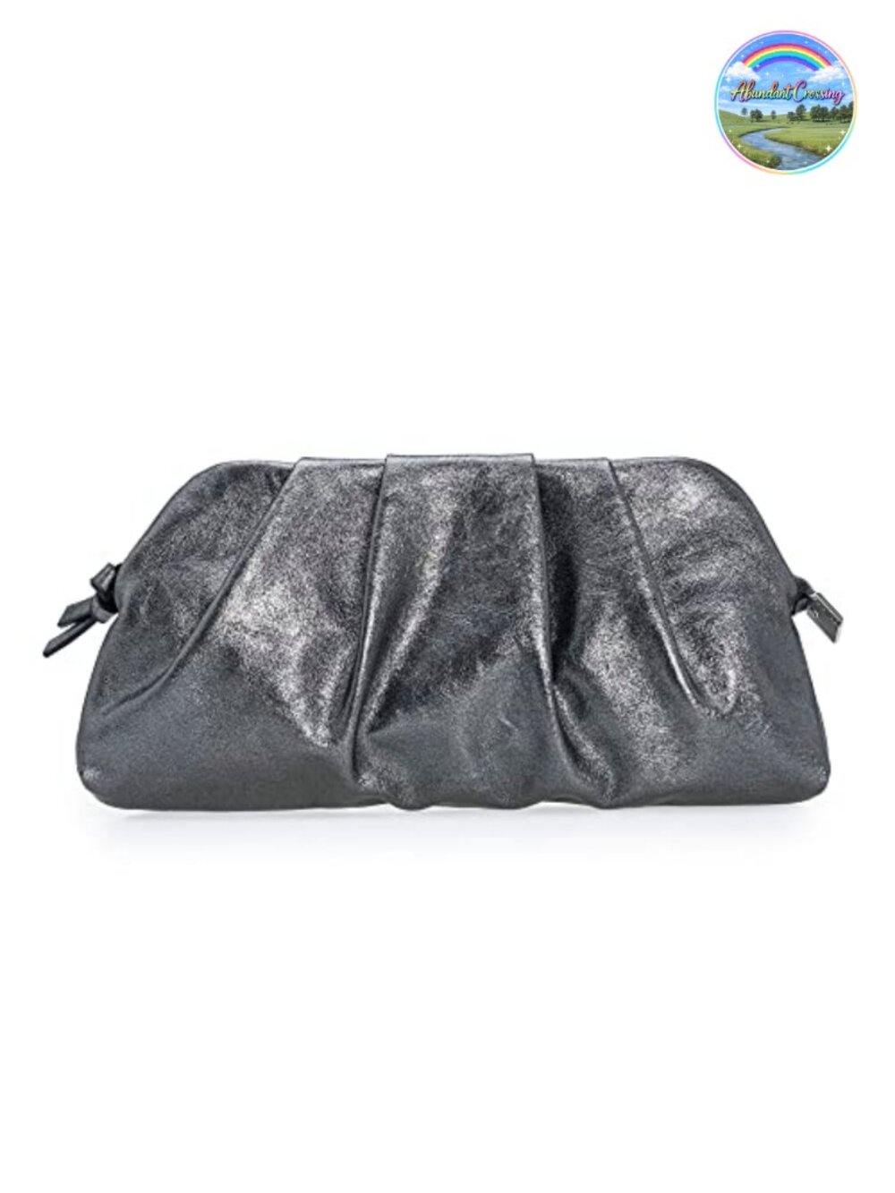 Soft Vegan Leather Pleated Clutch Evening Purse Detachable Chain Strap